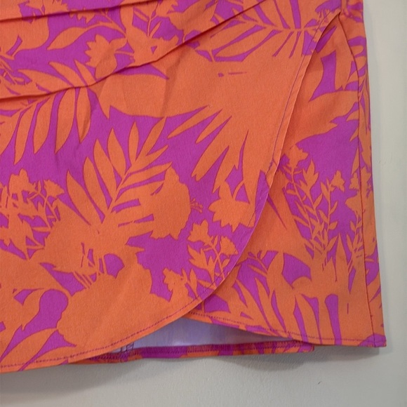 Ella Rafaella | Orange Purple Tropical Tulip Hem Button Pull On Skort Skirt M - Picture 4 of 16